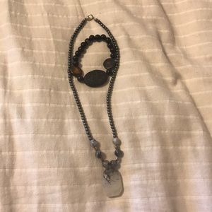 Quartz rock necklace and bracelet
